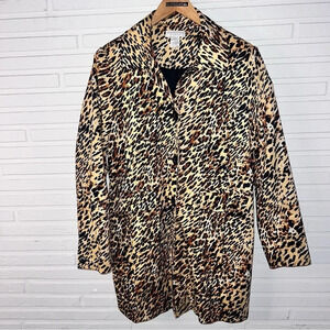 Worthington Brown Leopard Print Cotton Trench Overcoat , Women’s Size Small